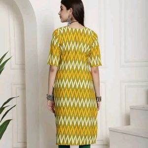 Yellow Printed Kurti