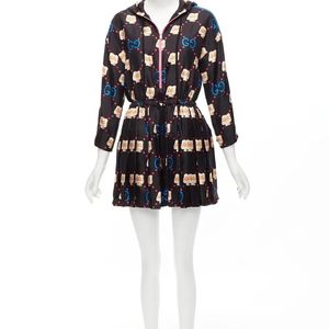 GUCCI 2023 Pikarar black kawaii print zip pleats