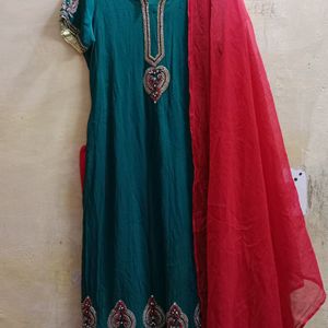 Women's A-line Frock Suit salwar Dupatta