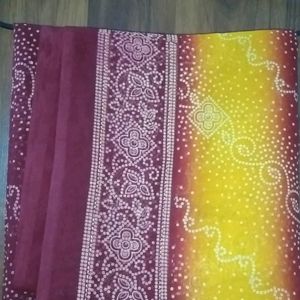 Yellow And Maroon Saree