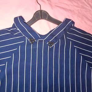 Striped Casual Crop Shirt