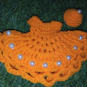 orange winter Crochet Laddo Gopal Dress