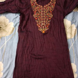 Maroon Straight Kurti Medium To Large