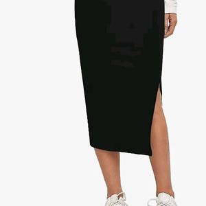 High Waisted Pencil Bodycon Slit Knee Length Skirt