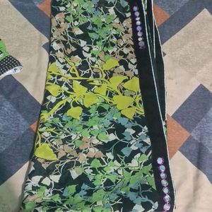 Green Saree With Mirror Work