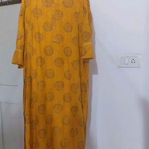 Mustard Cotton Kurti xxl Size