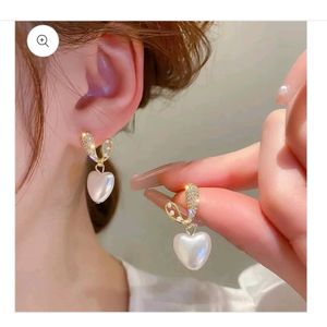 024 Metal Faux Pearl Rhinestone Earring N Stud