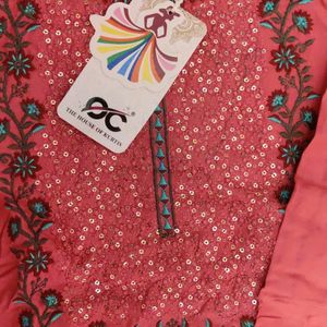 Pink New Kurti With Sequence And Thread Work