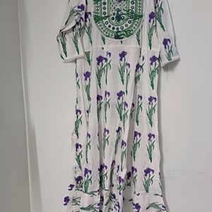 Green Flower Printed Gown