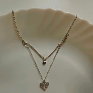 New Studded Double Layered Korean Heart Necklace