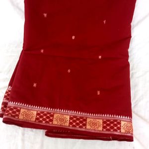 Women Beautiful Maroon Cotton Saree