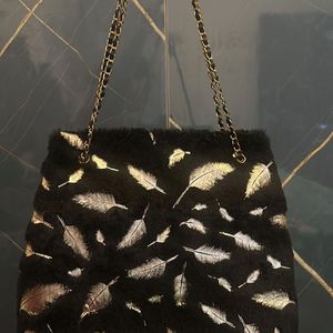 Classy Black Feather Handbag