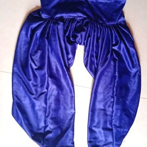 Navy Blue Silk Satin Salvar