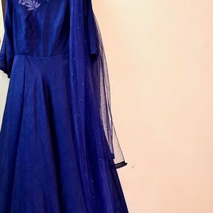 Navy blue party wear dress with dupatta