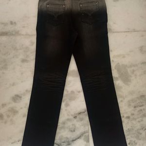 Double Coloured Z Black Jeans For Women's