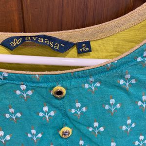 Yellow And Teal Kurthi