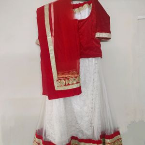 Beautiful Red And White Lehanga Choli