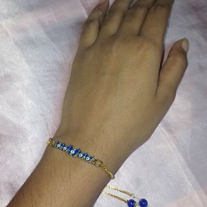 Golden And Blue Butterfly Bracelett Or Rakhi