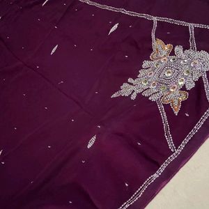 Purple Party  Wear Saree With Blouse