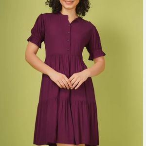 Women Tiered Purple Dress