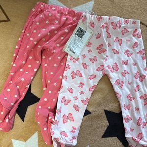 Set Of Two Baby Girl Cotton Bootie Legging