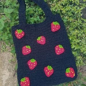 Crochet Black Strawberry Bag 🍓🎀