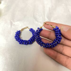 Blue Hoop Earrings 🦋