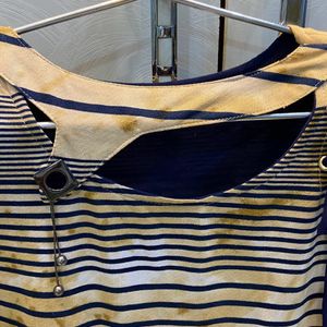 Brown- Blue Striped Top