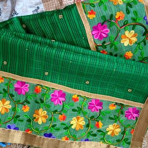 Very Nice Festive Green Saree Look Like Wow