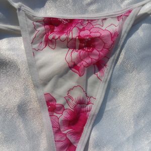 Flower Printed Thong Panty