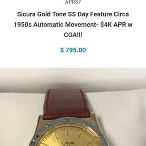 Rare Royal Vintage Sicura Breitling 1950s Watch