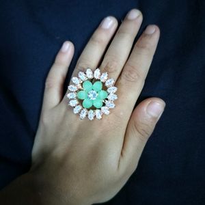 Immitation Ring With Pearl & Stones