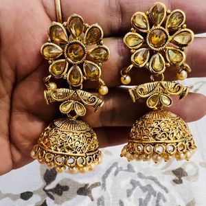 Golden Jhumki Earrings