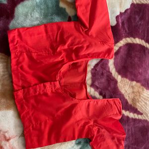 Four Tucks Red Blouse