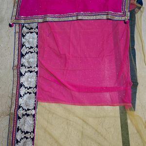 Embroidered Border Half&Half Saree