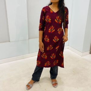 V Shaped Red Kurta