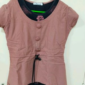 Black And Brown Colour Top With Two Layer Design