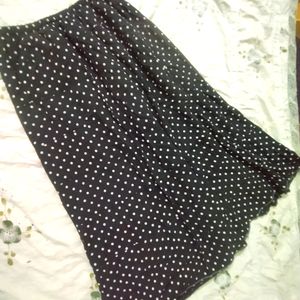 Black Long Skirt With White Polka Dots