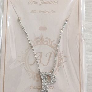 925 Silver Letter 'p' Pendant With Chain