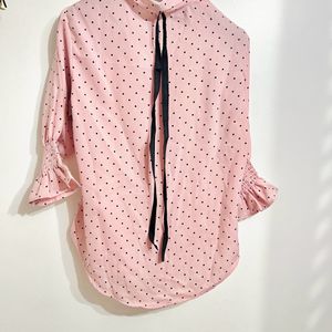 Baby Pink Shirt With Ribbon