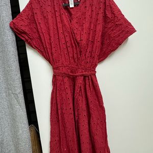 Red Schiffli Dress