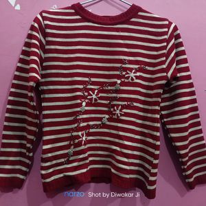 Maroon Embroidered Sweater