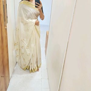 Silk Off White Saree