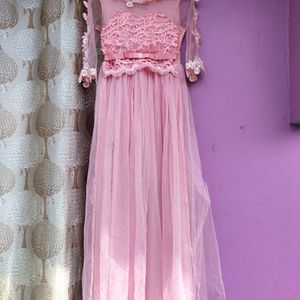 Pink Embroidery Net Gown