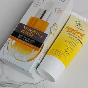 Vitamin C Face Serum And Fix Derma Sunscreen