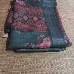 New LinenCotton saree With Running Blouse