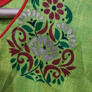 Green Kurta With Oil Print