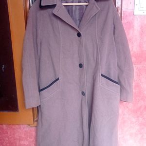 Brown Pure New Wool Coat Very Soft Fabric And Warm