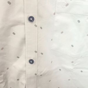 White Full Sleeves Printed Shirt