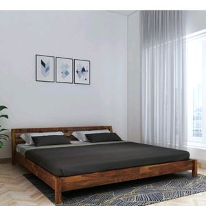 Sheesham Solid Wood King Size Bed Walnut Color DIY